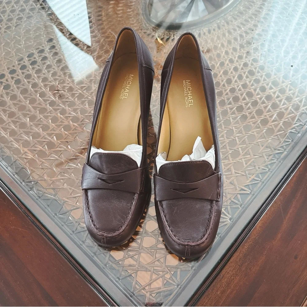 Michael Kors Burgundy Soft Leather Loafers - Picture 2 of 5